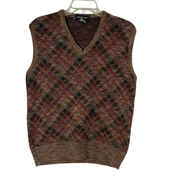Vintage 70s Men's Wool Blend Webster Sweater Vest M - Picture 2 of 5